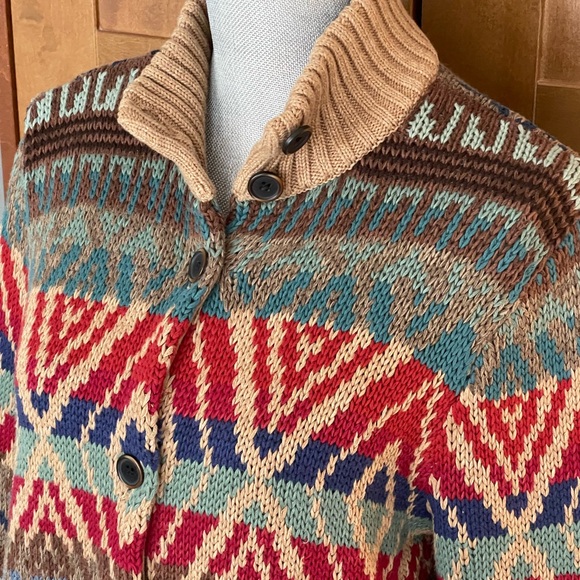 Lauren Ralph Lauren Sweaters - Vintage RALPH LAUREN Lauren Jeans Co Cotton Vibrant Navajo Cardigan - Large EUC